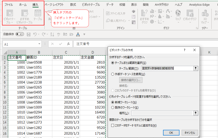 ステップ1.　顧客ごとに期間内の累積購入金額を計算する